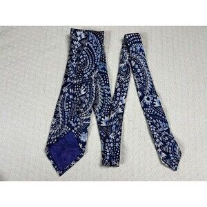 Battaglia Silk Tie Geometric Artistic Italy | Blue‎ Cream | 59"L 4"W